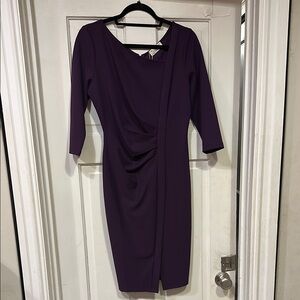 Purple Asymmetrical Ruched Sheath Dress